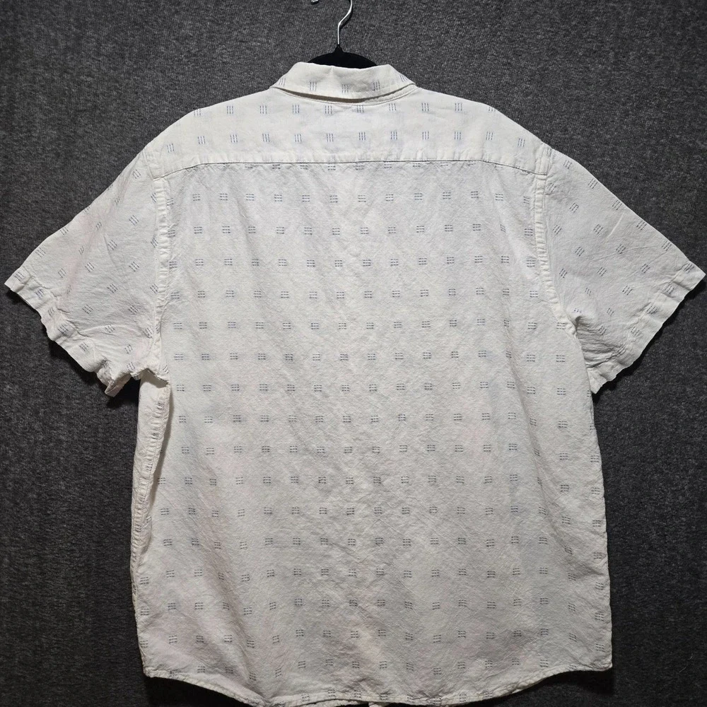 Banana Republic Shirt Mens XL Minimalist Linen Cotton Slim Fit Geometric Ivory